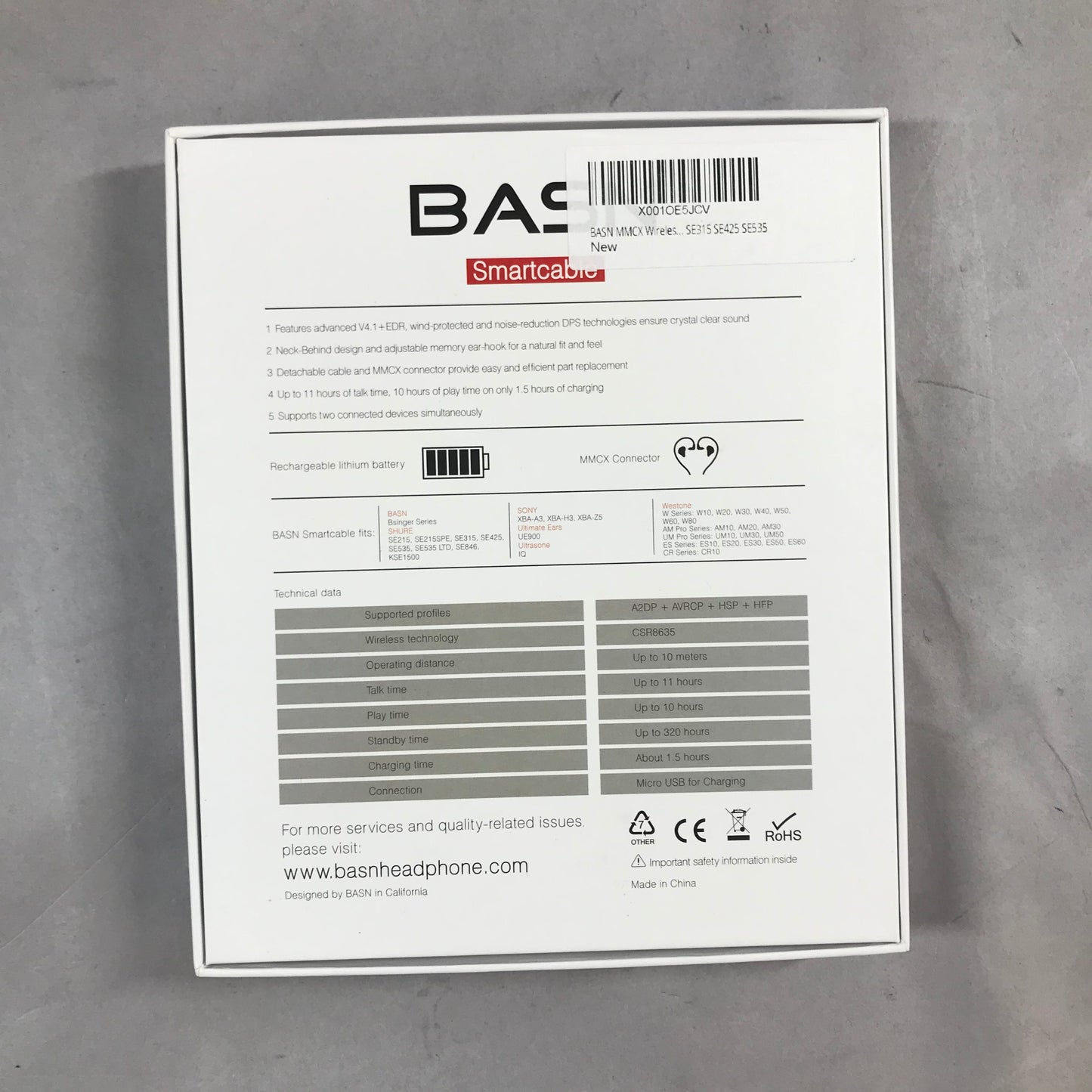 Basn headset upgrade cable Wireless headset X001OE5JCV