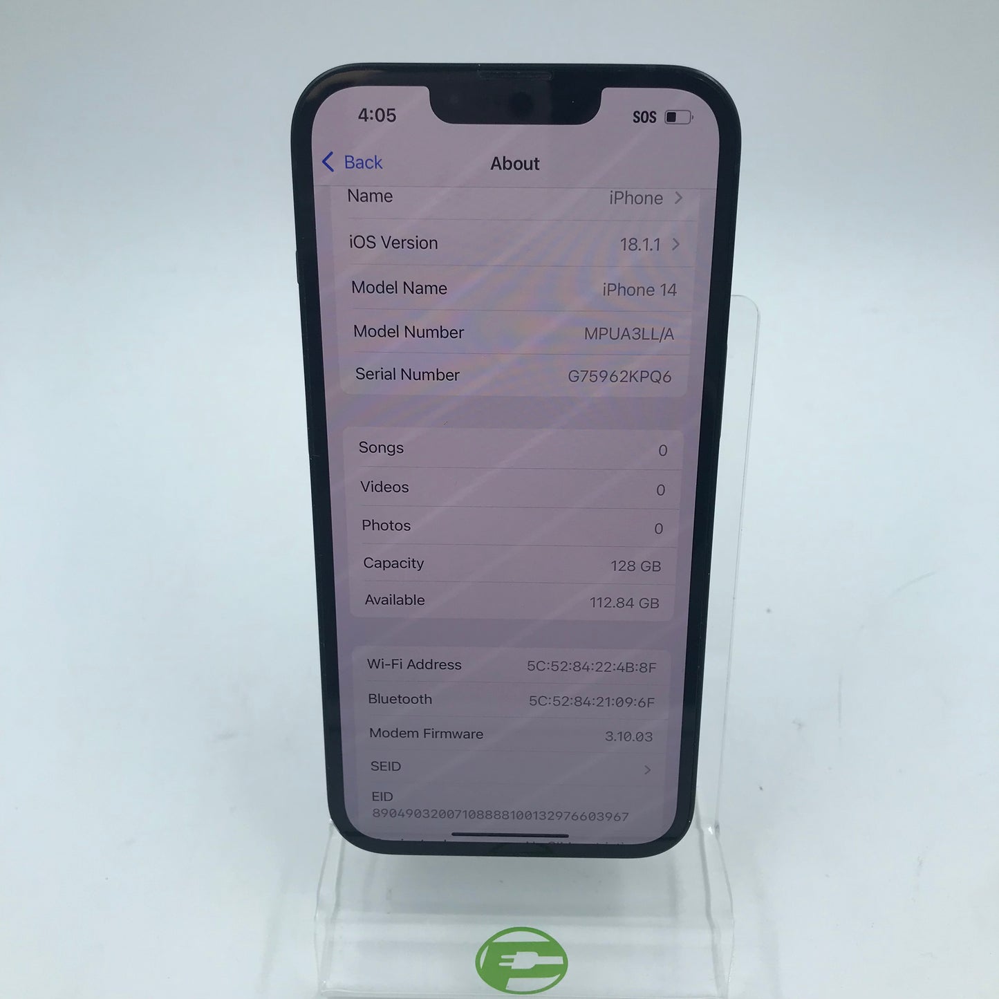 Factory Unlocked Apple iPhone 14 eSIM 128GB MIDNIGHT MPUA3LL/A