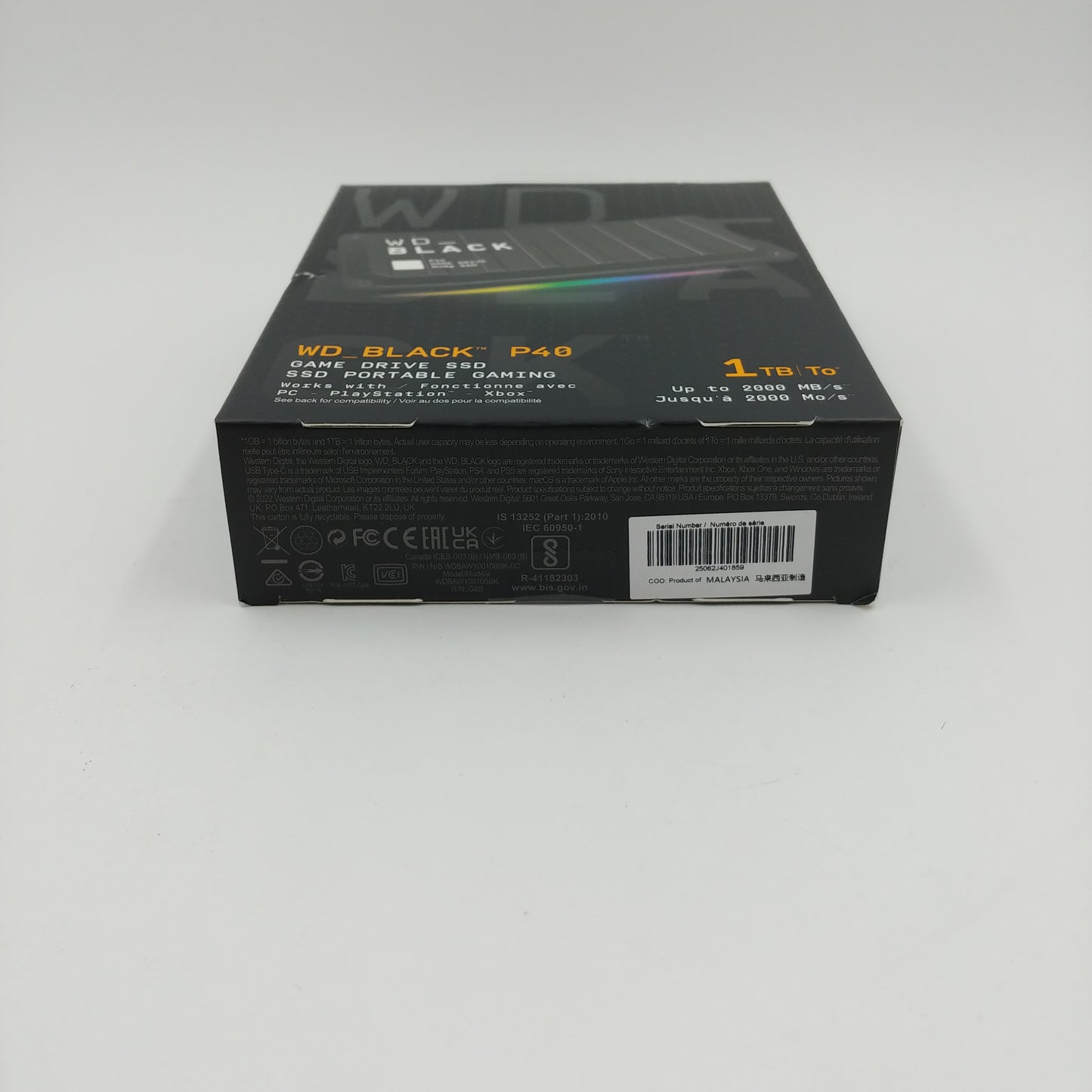 New Western Digital WD Portable WD-BLACK P40 1TB USB-C SSD WDBAWY0010BBK