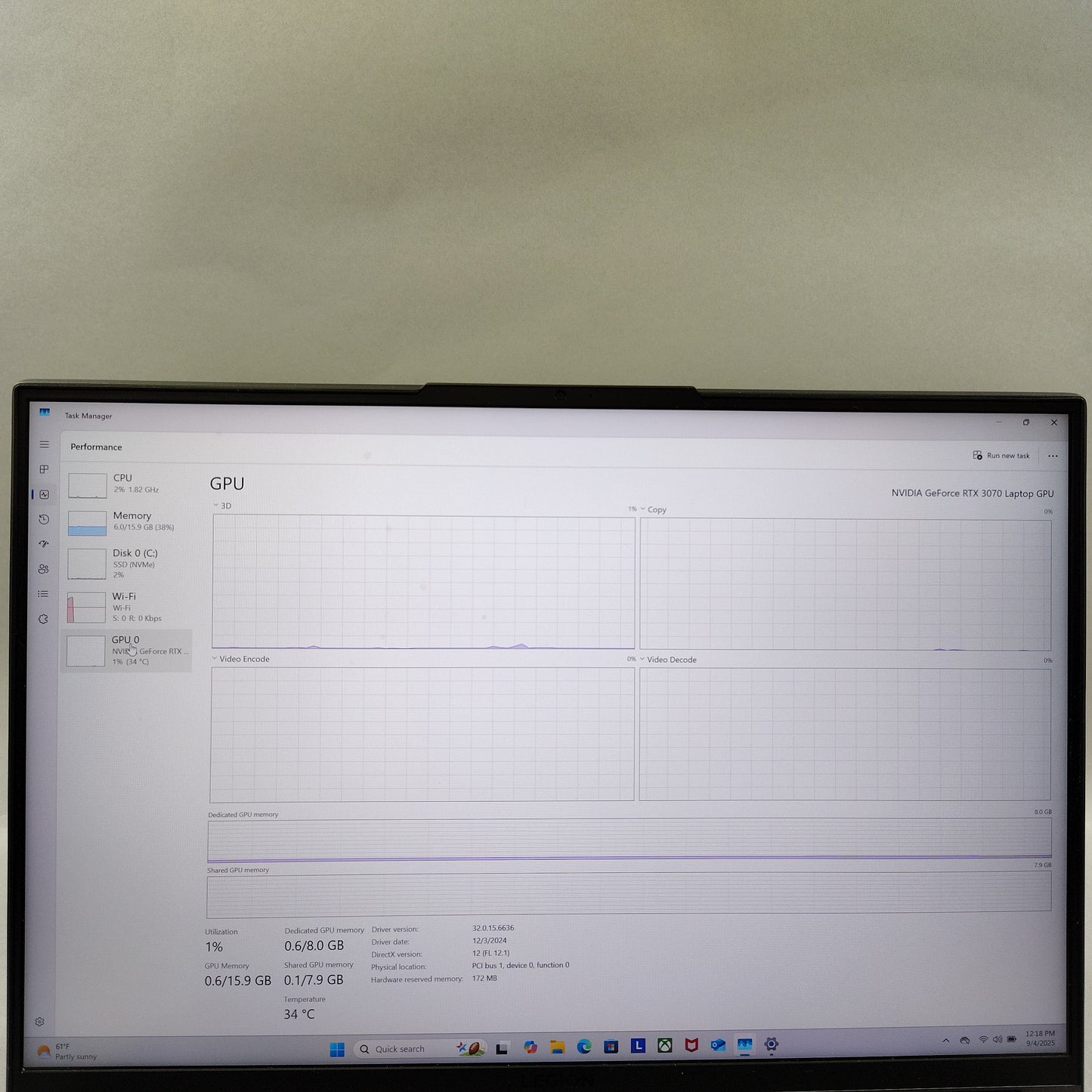 Lenovo Legion 16" Ryzen 7 5800H 3.2GHz 16GB RAM 500GB SSD GeForce RTX 3070