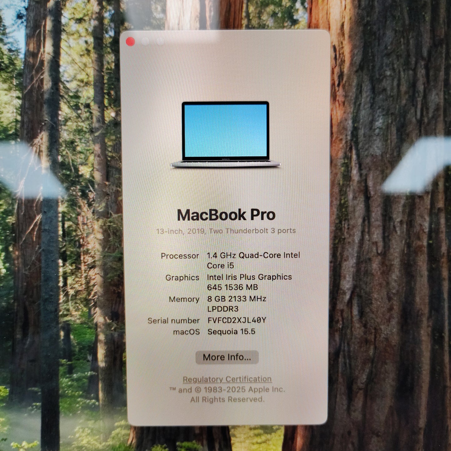 2019 Apple MacBook Pro 13.3" i5 1.4GHz 8GB RAM 128GB A2159