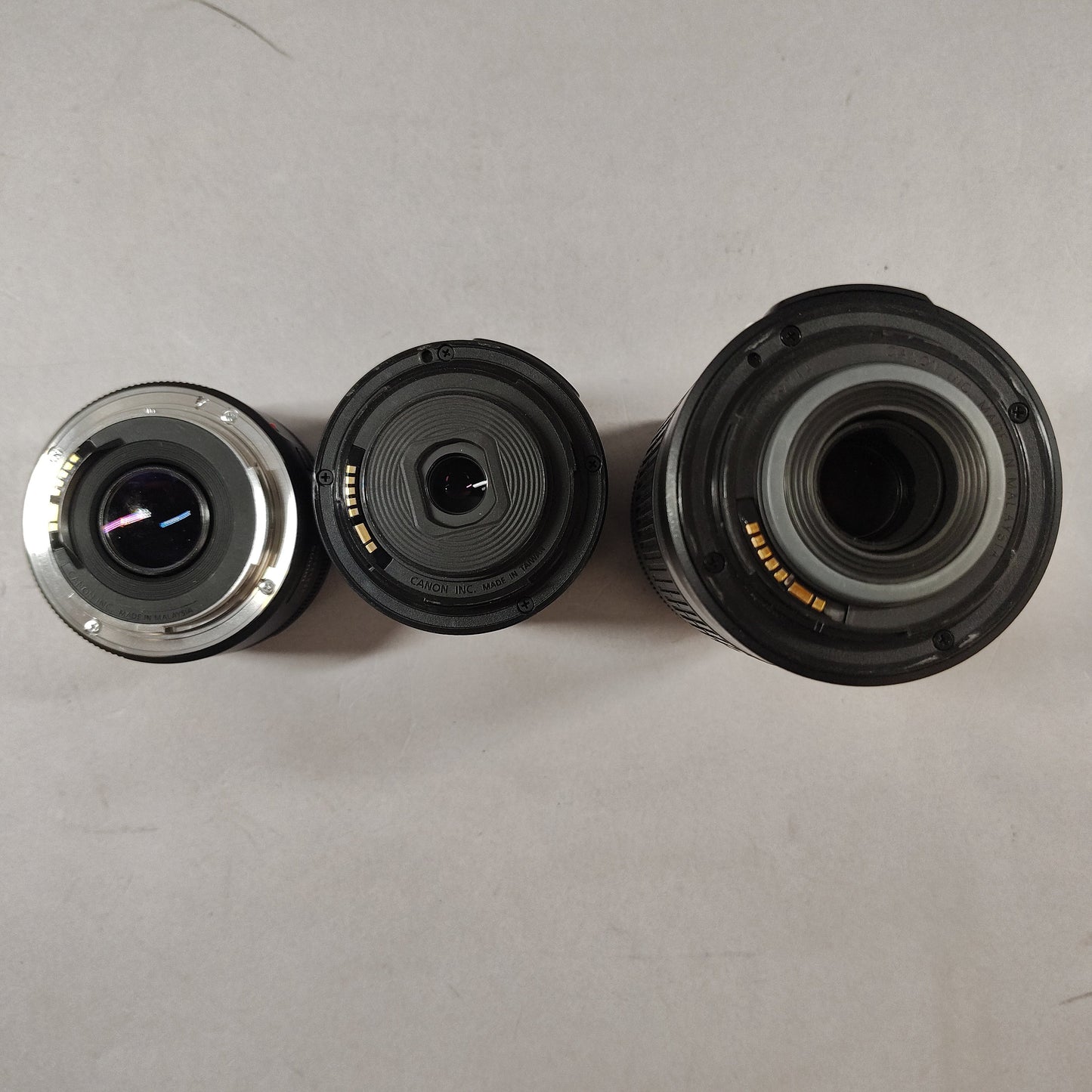Canon EF-S 18-55mm f4-5.6, 55-200mm f4-5.6, 50mm f1.8
