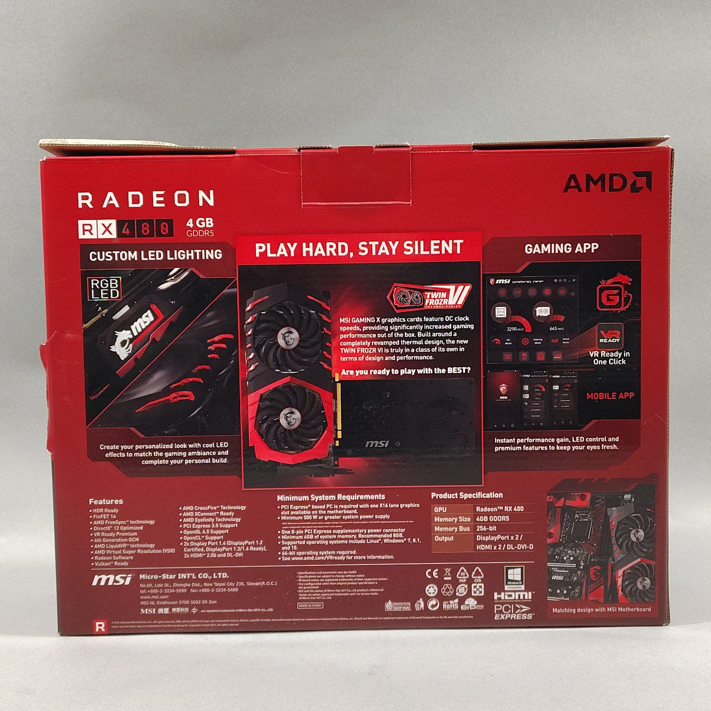 MSI Radeon RX 480 4GB GDDR5 Graphics Card