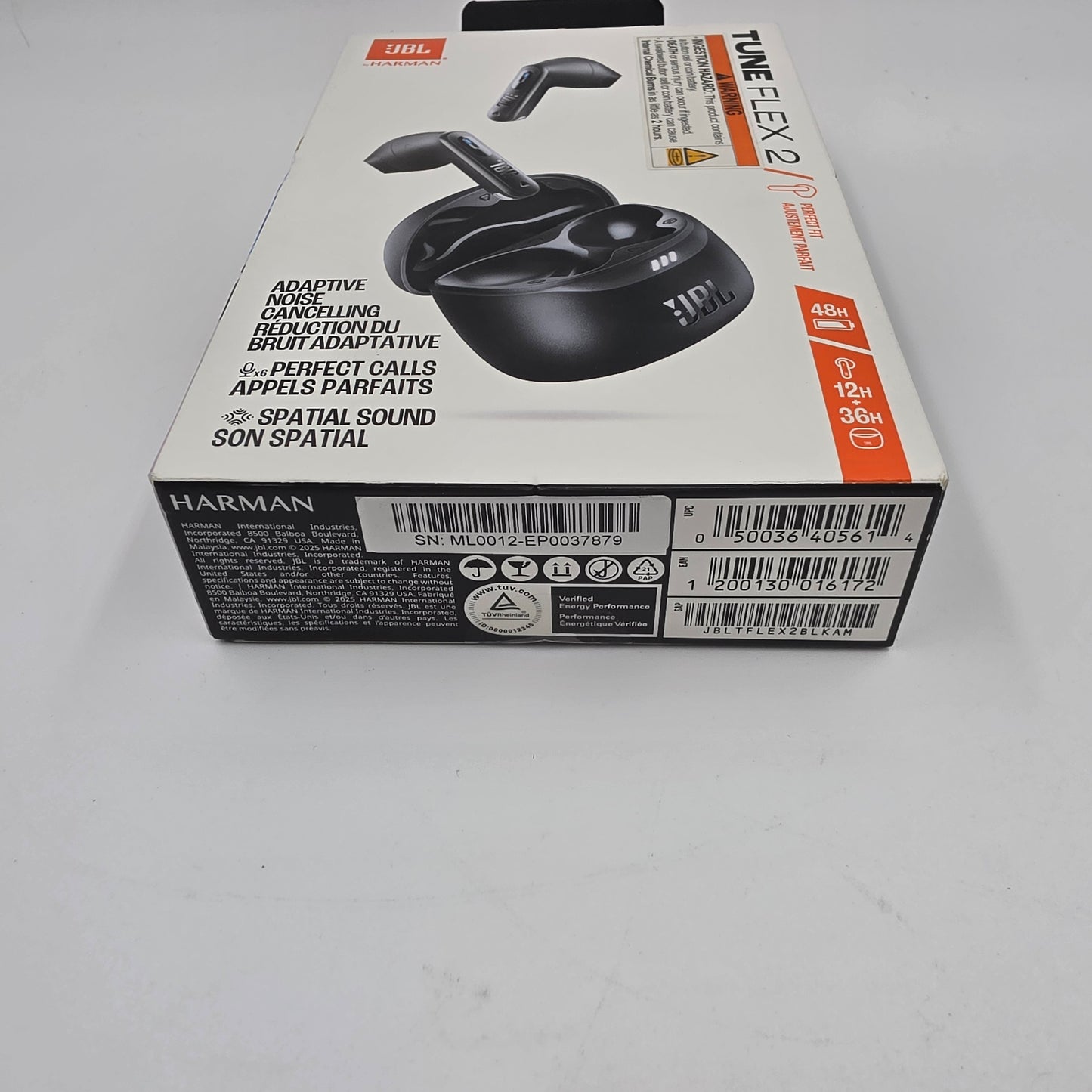New JBL Tune Flex Noise Cancelling Wireless Earbuds Black