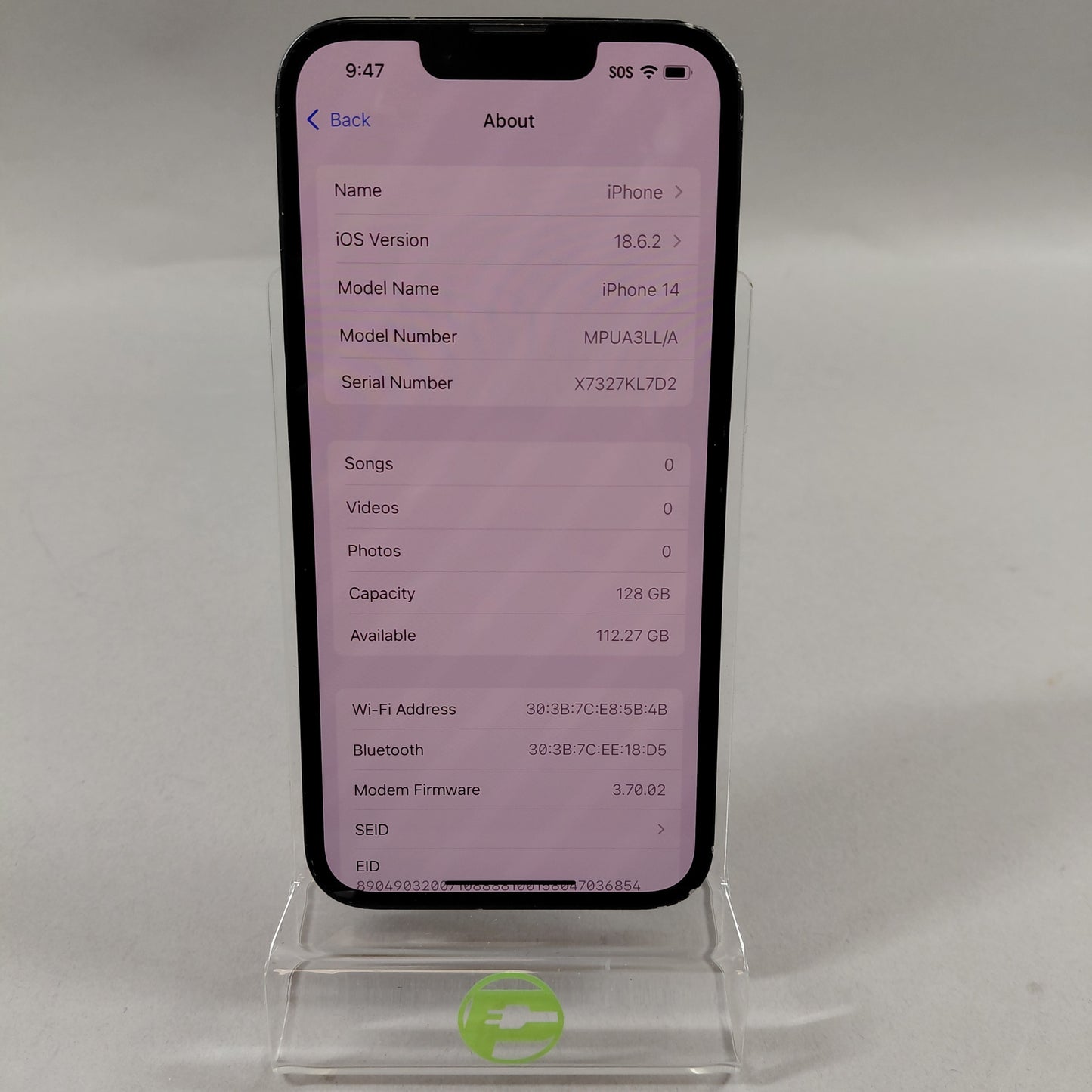 T-Mobile Apple iPhone 14 128GB 18.6.2 Midnight MPUA3LL/A