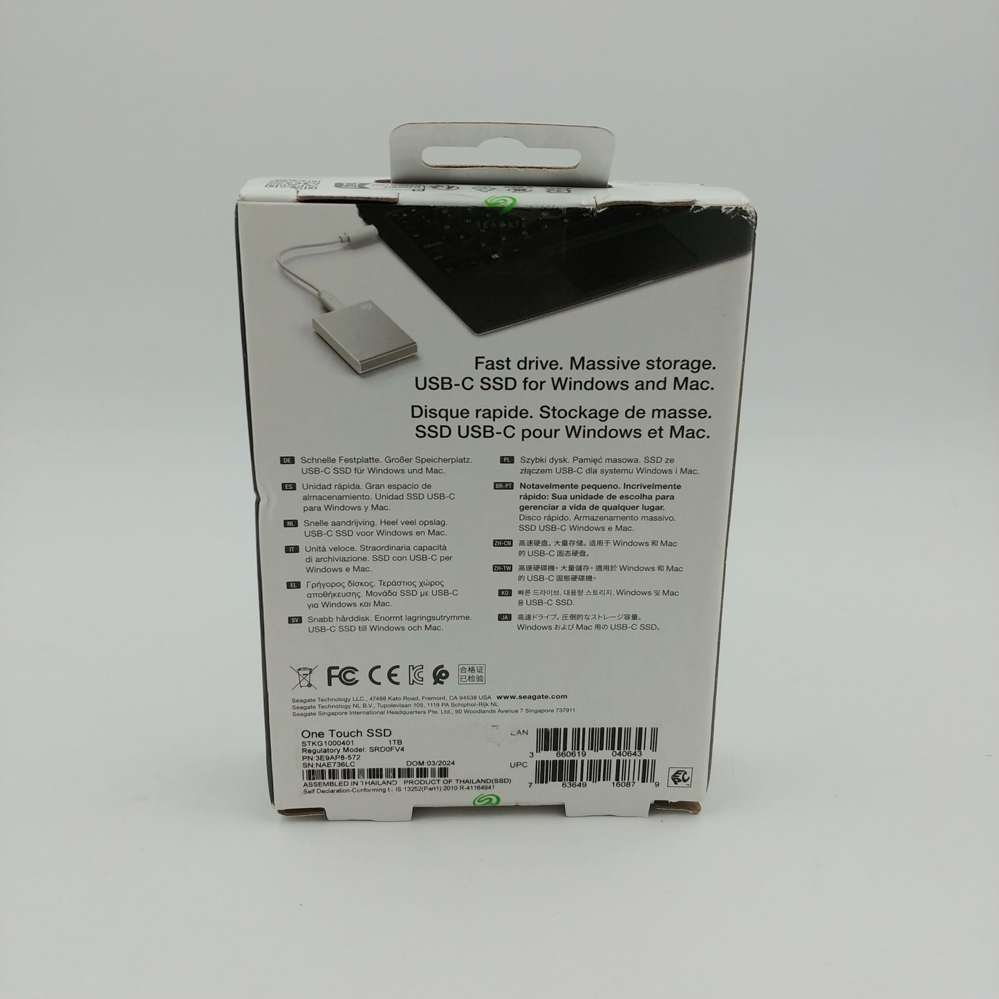 New Seagate Portable One Touch 1TB USB-C External SSD SRD0FV4