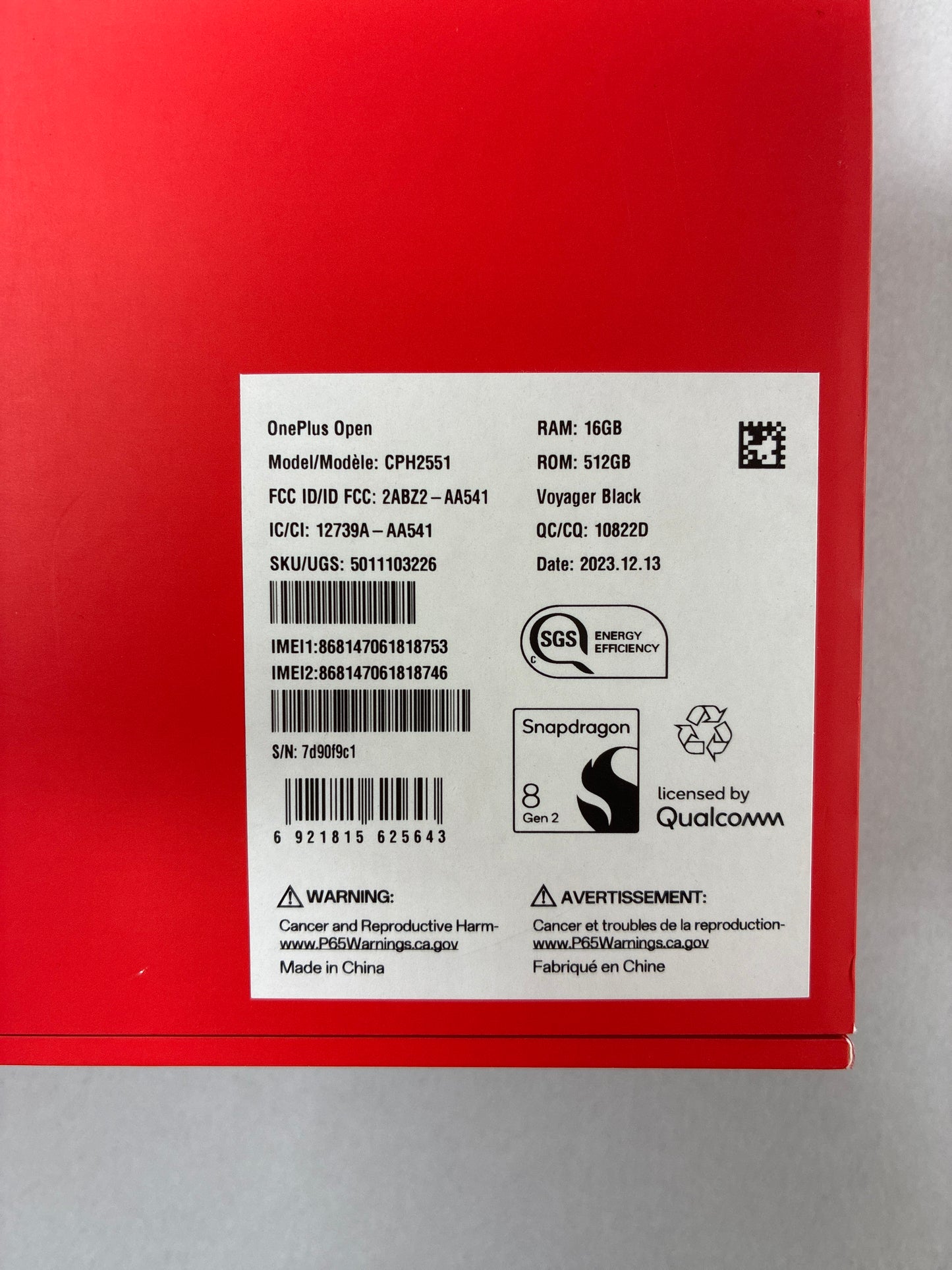 Factory Unlocked OnePlus OPEN 512GB Black CPH2551