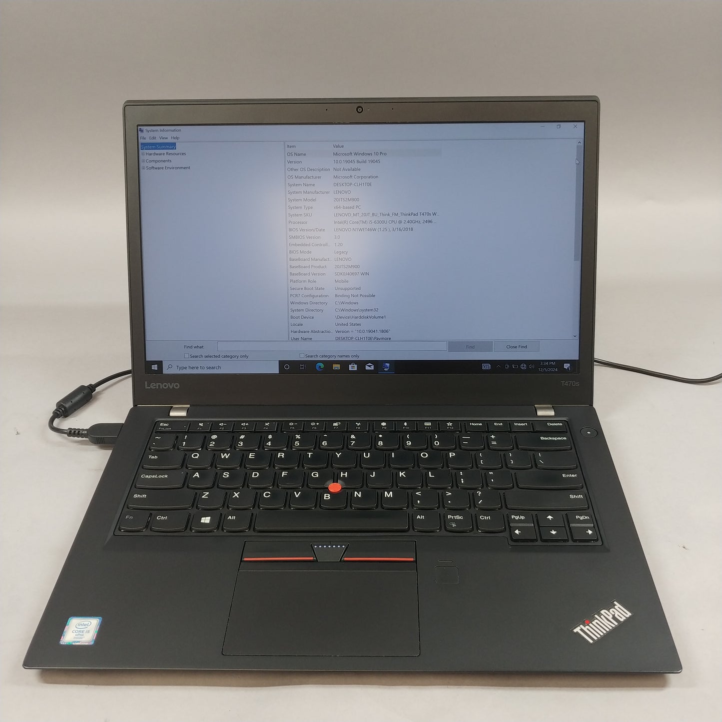 Bad battery Lenovo T470S 14" i5-6300U 2.4GHz 20GB RAM 250GB SSD