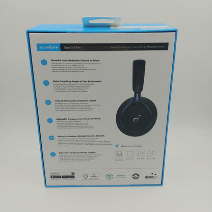 New Soundcore by Anker Space One Wireless Wireless Over-Ear Bluetooth Headphones Black/Blue A3035