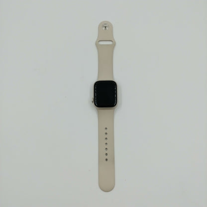 GPS Only Apple Watch Series 8 41MM Black Aluminum Starlight Sport Band A2770