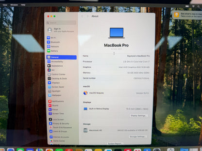 2018 Apple MacBook Pro 15" i7 2.6GHz 32GB RAM 512GB SSD Space Gray A1990