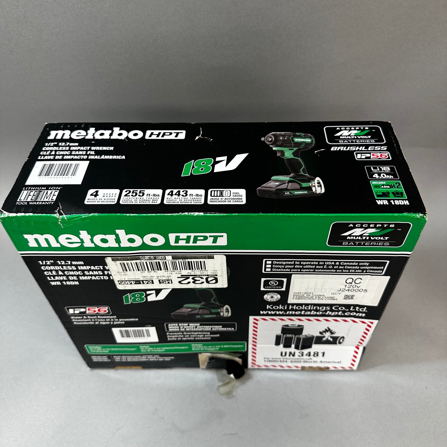 New Metabo HPT WR18DH 18V Cordless Impact Wrench