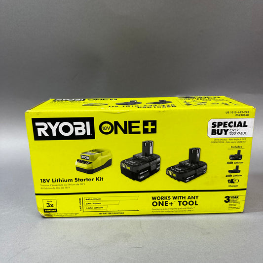 New Ryobi psk106SB 18V Lithium Battery Starter Kit