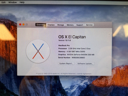 2010 MacBook Pro 13.3" Intel Core 2 Duo 2.2GHz 4GB RAM 500GB HDD Silver A1278