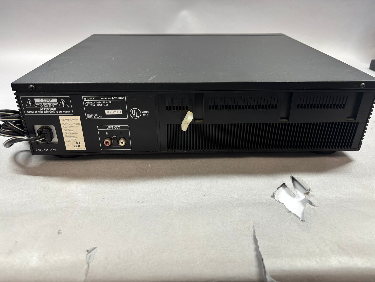 Sony  CDP-C205 5 Disc Compact Disc Player 493435101