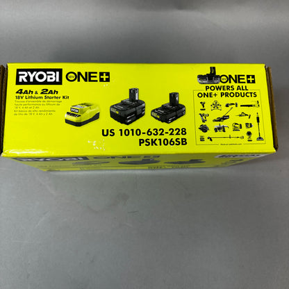 New Ryobi psk106SB 18V Lithium Battery Starter Kit