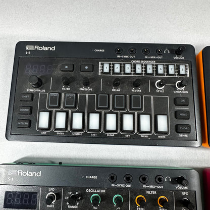 Roland Aira synthesizers s-1.t-8.E-4.j-6