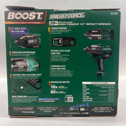 New MasterForce Brushless High Torque 1/2" Impact Wrench 