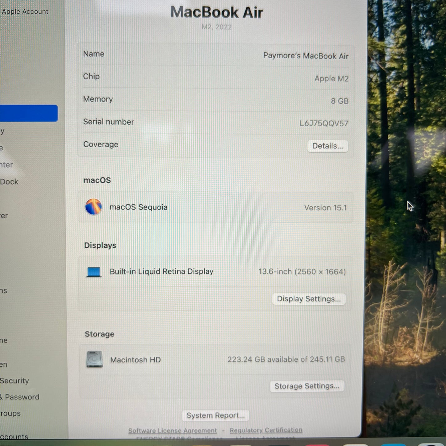 2022 Apple MacBook Air 13.6" M2 8 Core 3.5GHz 8GB RAM 256GB SSD A2681