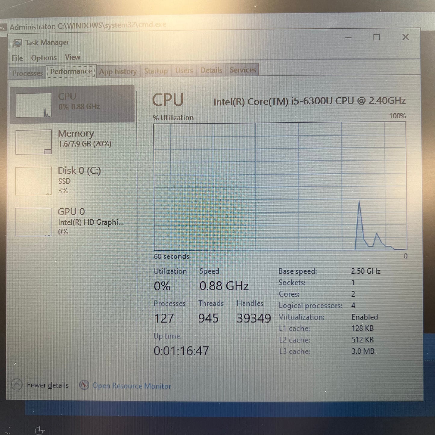 HP EliteBook 15.6" i5-6300U 2.4GHz 8GB RAM 256GB Intel Arc A370M