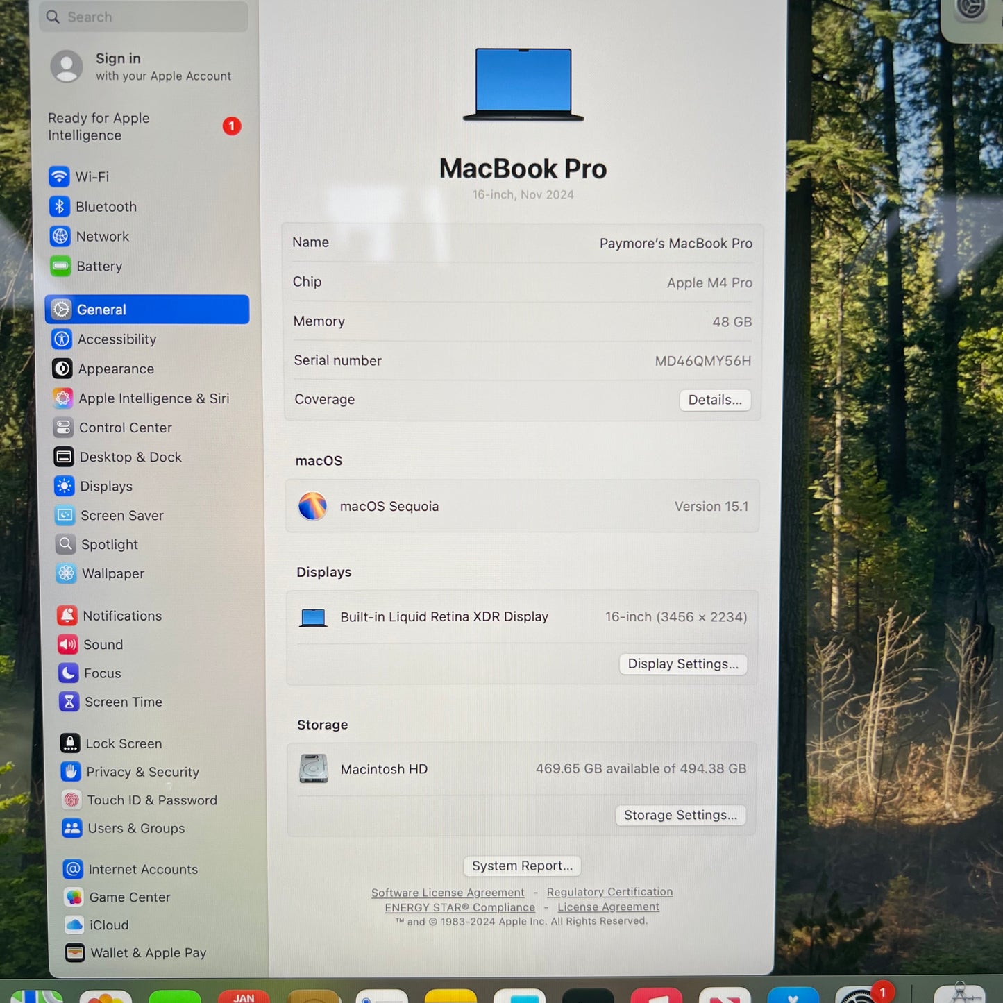 2024 Apple MacBook Pro 16" M4 Pro 20 Core 4.5GHz 48GB RAM 512GB SSD A3403