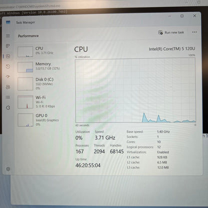 Dell P131F FC4YHB4 15.6" Core 5 120U 4.8GHz 16GB RAM 500GB SSD