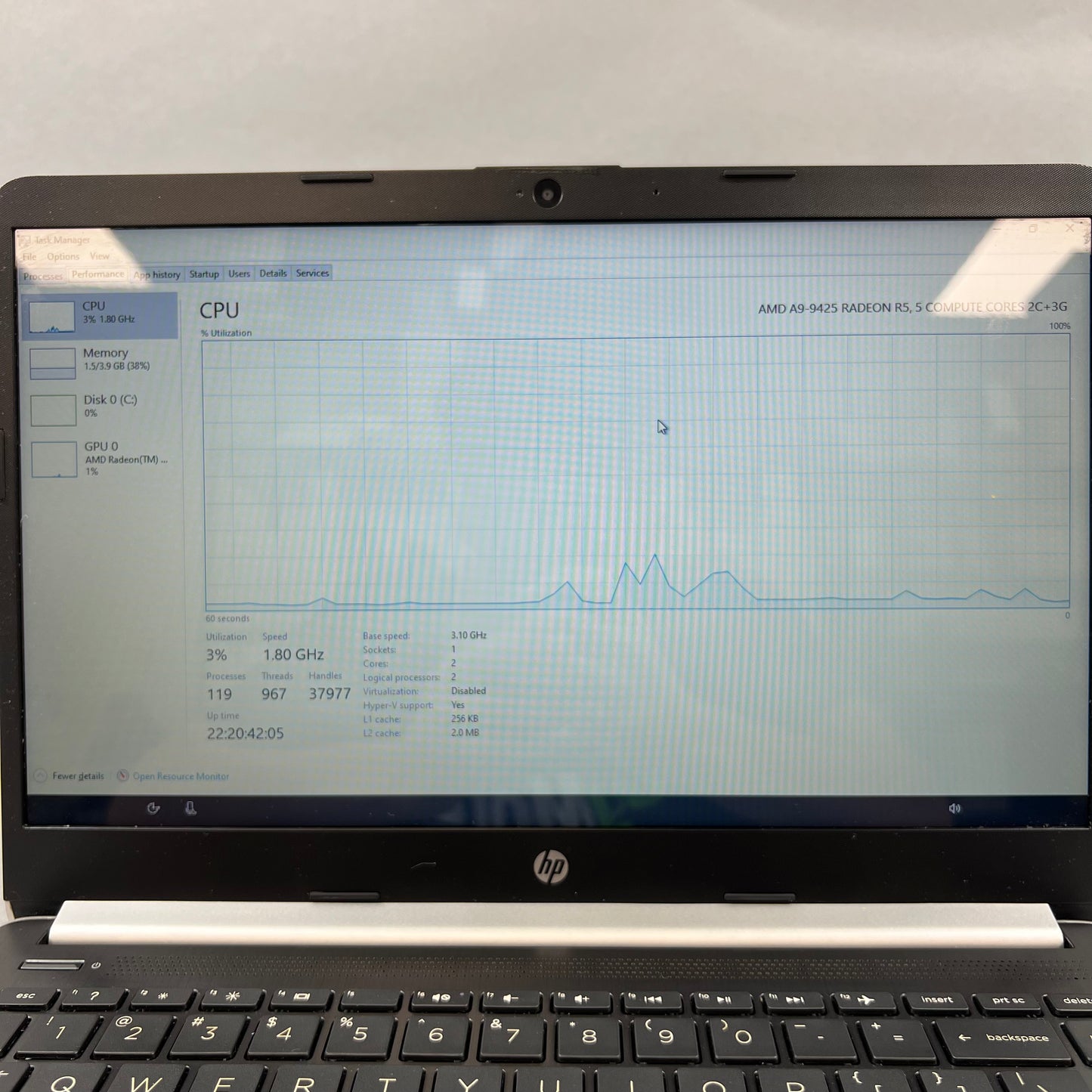 HP 14-dk0002dx A9-9425 4GB RAM 128GB Radeon R5 Graphics