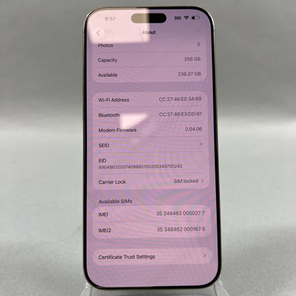 Flawless AT&T Apple iPhone 16 Pro Max 256GB Bad IMEI 353484620050277