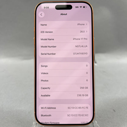 Flawless AT&T Apple iPhone 17 Pro 256GB Bad IMEI 356661400931688