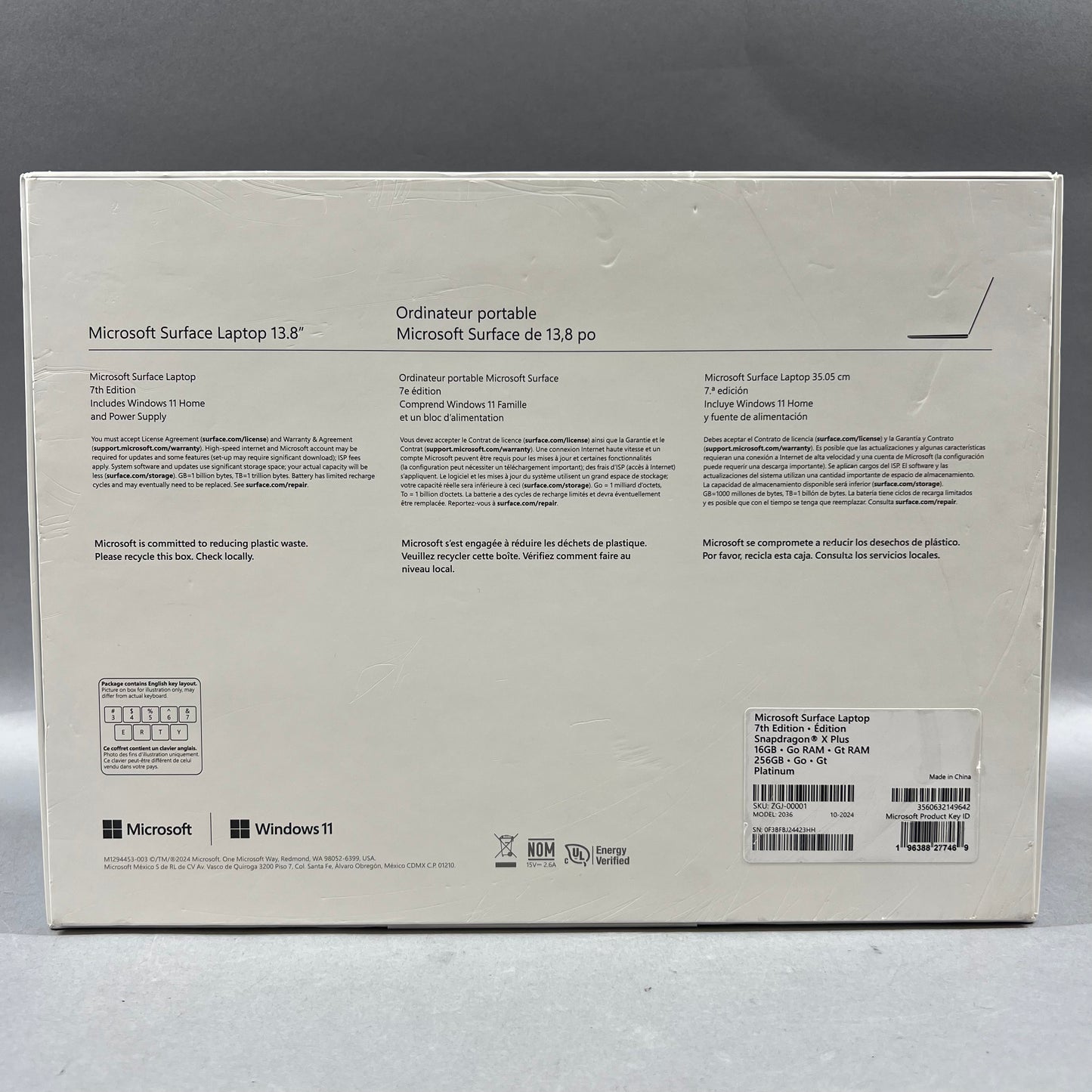 New Microsoft Surface Laptop 7 2036 13.8" Snapdragon X Plus 3.4GHz 16GB RAM 256