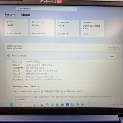 Lenovo IdeaPad i3-N305 1.8GHz 8GB RAM 256GB SSD