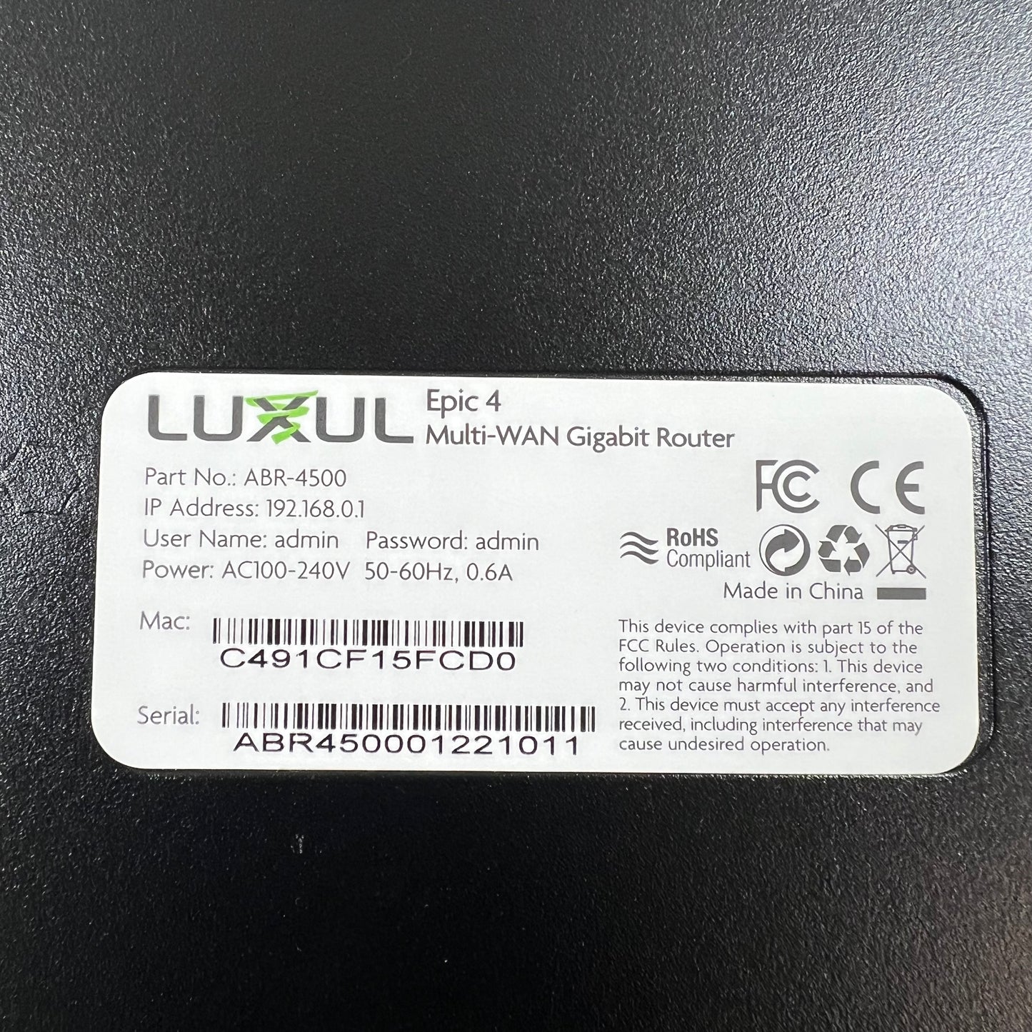 Luxul Epic 4 Wireless Access Point ABR-4500
