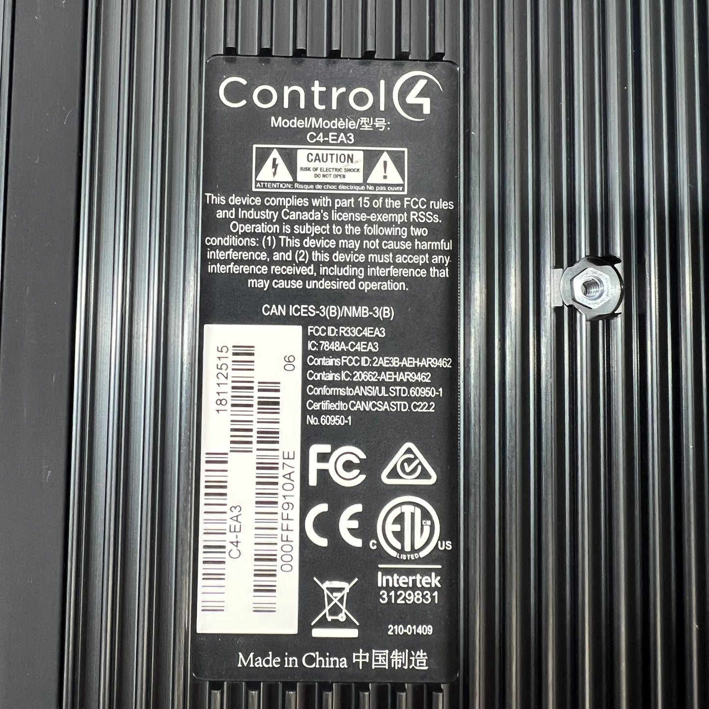 Control4 C4-EA3 Entertainment Automation Controller