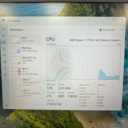 Asus TUF A16 16" Ryzen 7 7735HS  3.2GHz 16GB RAM 512GB SSD Radeon RX 7700S