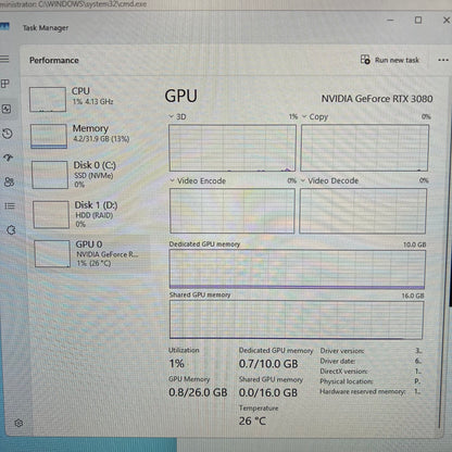 Alienware AMD Ryzen 7 5800x 3.80GHz 32GB RAM 1TB SSD 1TB HDD Nvidia GeForce RTX 3080