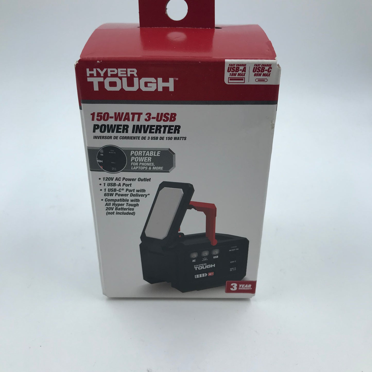 New Hyper Tough 150-Watt 3-USB Power Inverter Back Up Power Source 80069