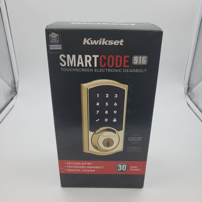 New Kwikset Smart Code 916 Smart Door Lock Gold 61120-001