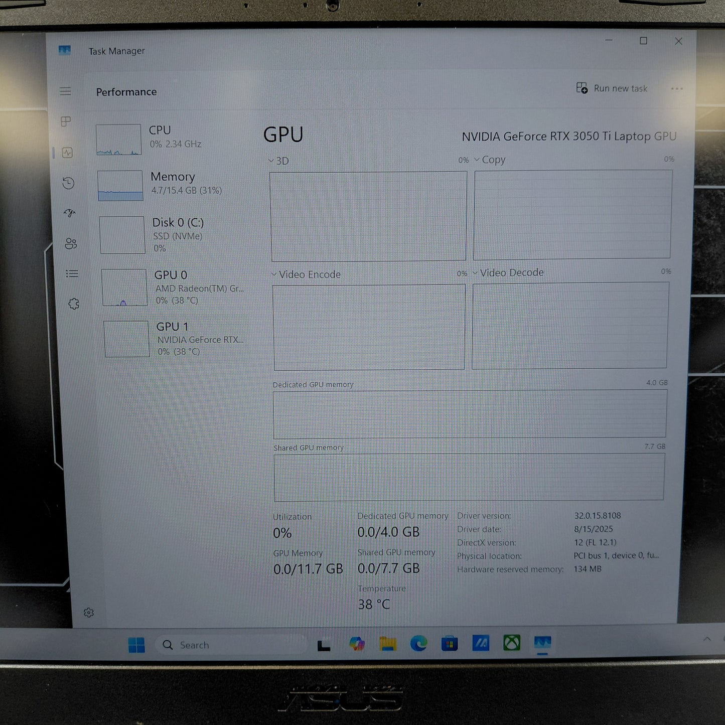 Asus TUF A15 16" Ryzen 5 5600H 3.3GHz 16GB RAM 500GB SSD GeForce RTX 3050 Ti