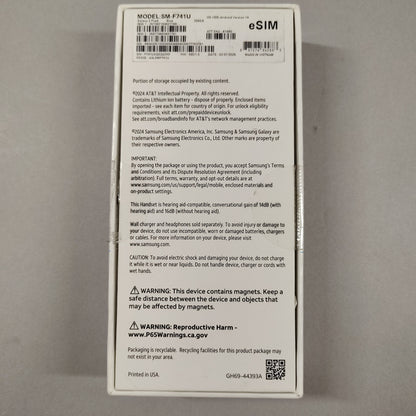 AT&T Samsung Galaxy Z Flip6 12GB RAM 256GB SM-F741U1 Aura Blue