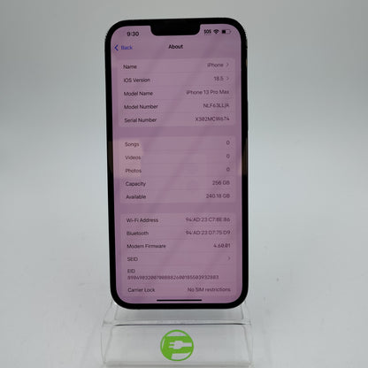 Unlocked Apple iPhone 13 Pro Max 256GB Black NLF63LL/A