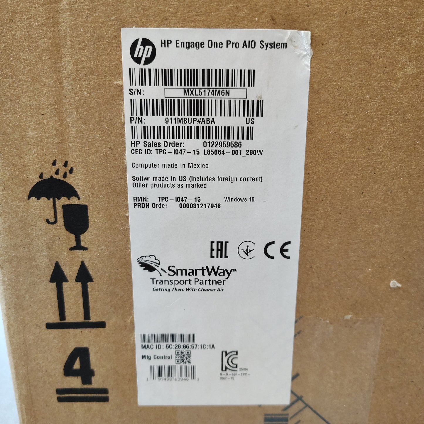 New HP Engage One Pro AIO System 15.6" i5-10500E 3.1GHz 16GB RAM 256GB SSD