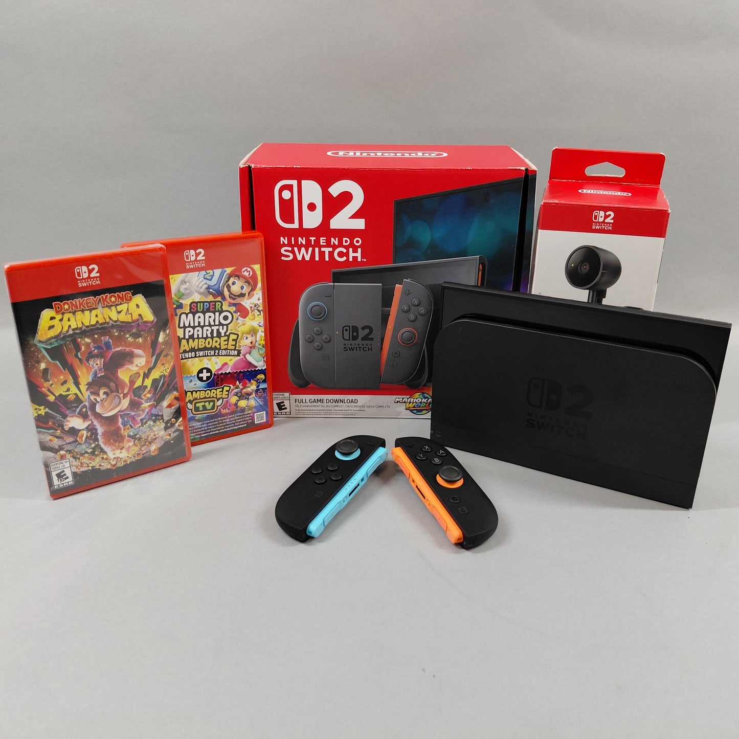 Nintendo Switch 2 BEE‑001 Black W/DonkeyKong Bananza, Super Mario Party & Camera