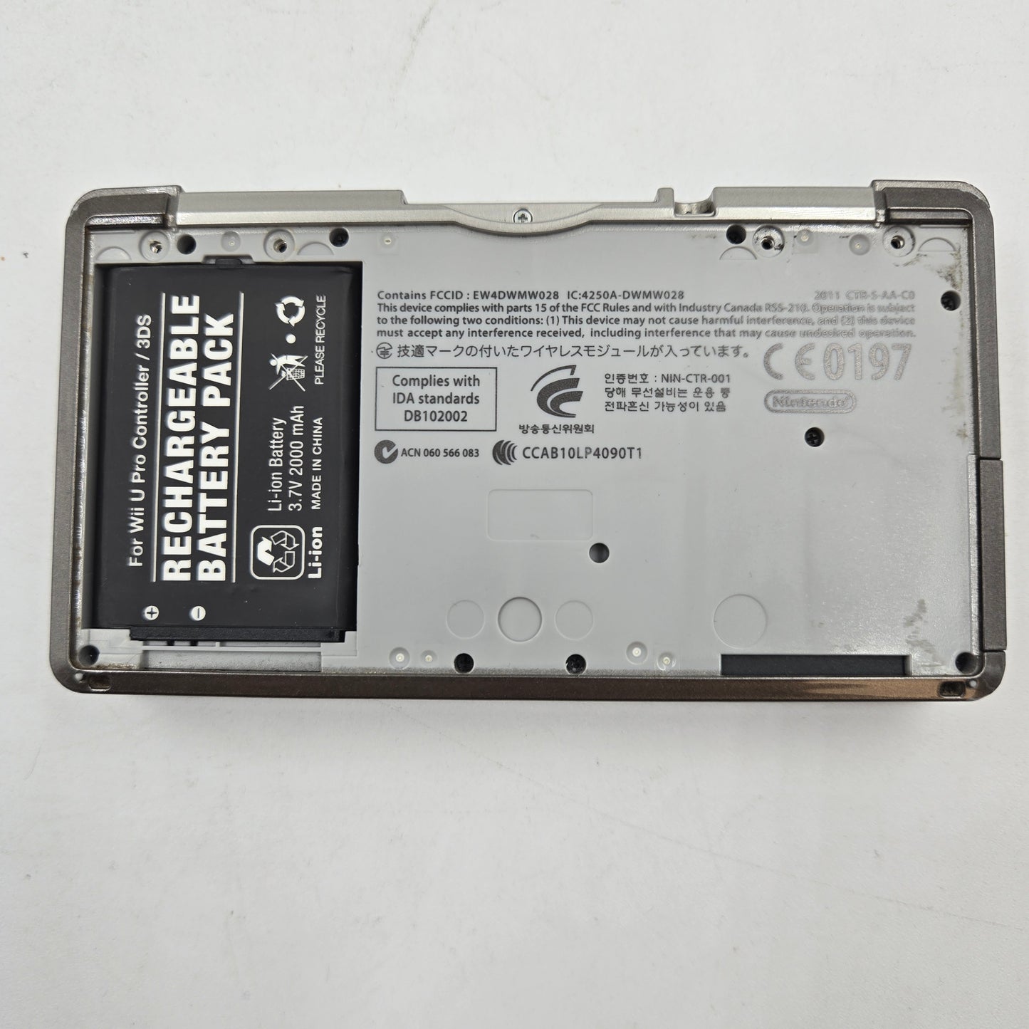 Nintendo 3DS Handheld Game Console CTR-001 Clear Black Missing Backplate