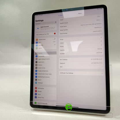 WiFi Only Apple iPad Pro 12.9" 6th Gen 256GB SPACE GRAY MNXR3LL/A