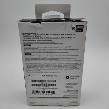 Sony nw-a306 Black YY1301B1