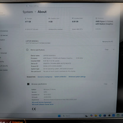 Asus TUF A17 G834 17.3" ryzen 5 7535HS 3.3GHz 8GB RAM 512GB SSD GeForce RTX 2050