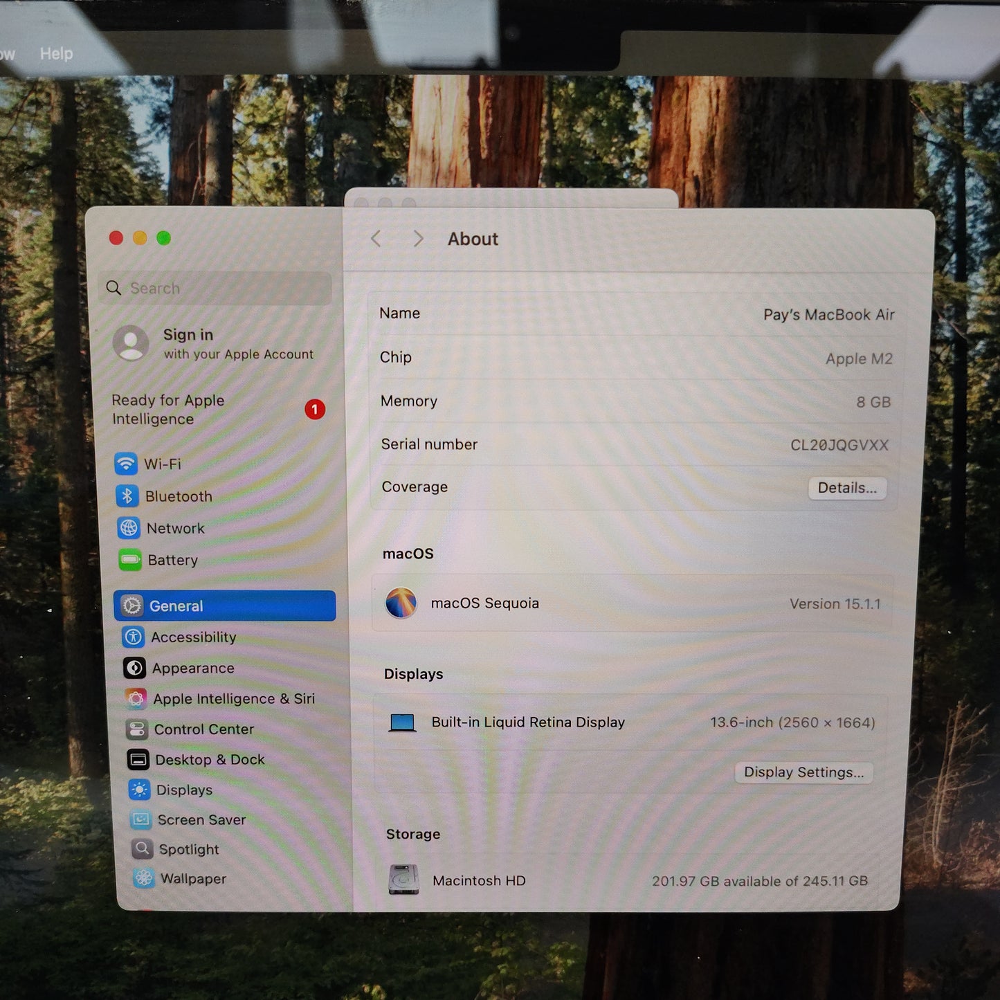 2022 Apple MacBook Air 13.6" M2 8C GPU 3.5GHz 8GB RAM 250GB SSD A2681