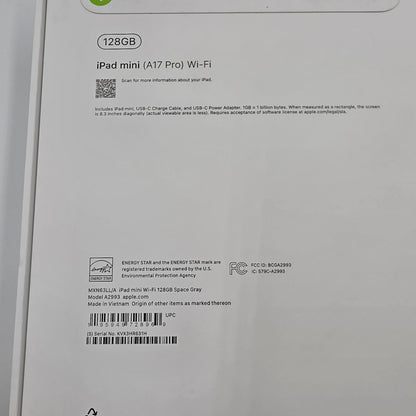 New WiFi Only Apple iPad Mini (A17 Pro) 128GB Space Gray MXN63LL/A
