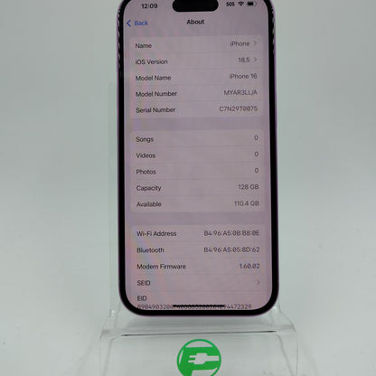 T-Mobile Apple iPhone 16 128GB Pink MYAR3LL/A