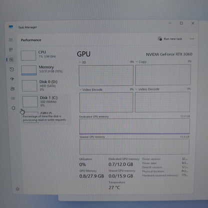 CyberPower iSeries Ryzen 7 5800 3.40GHz 32GB RAM 1TB HDD Nvidia GeForce RTX 3060